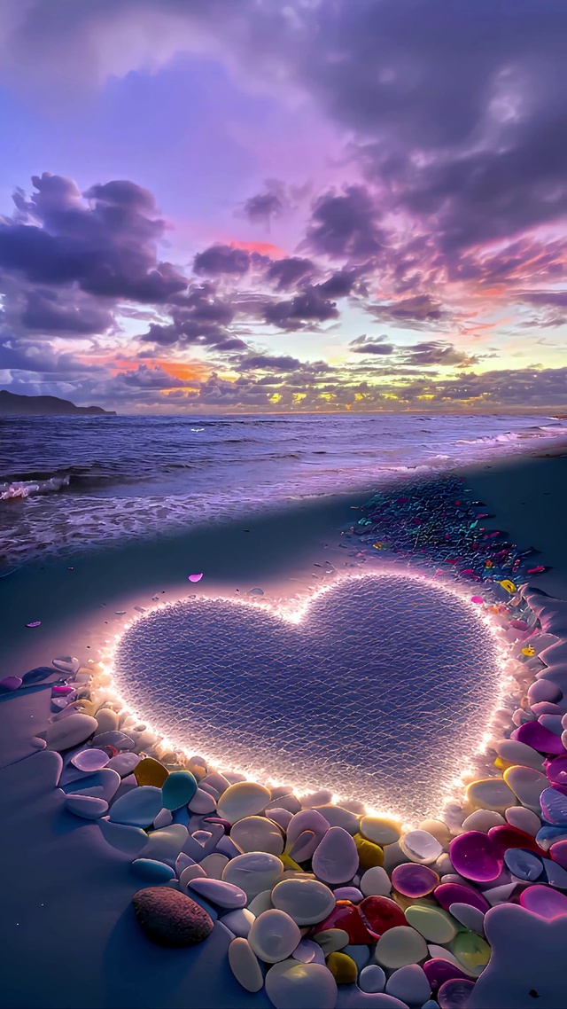 爆款浪漫的心型鹅卵石沙滩