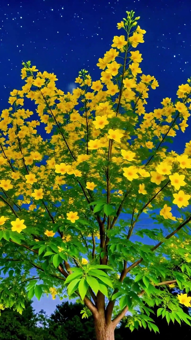 夜色漫过树梢时