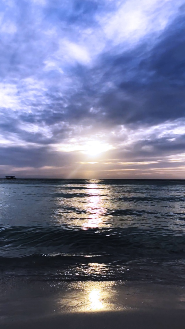 日落海浪