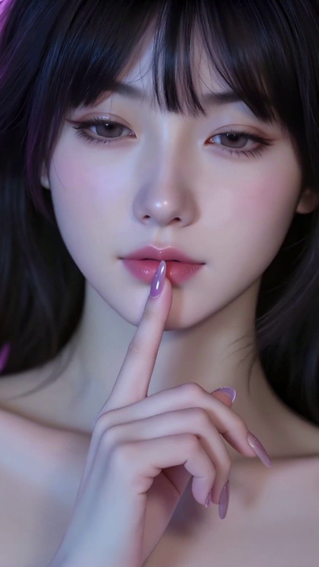 紫调氛围感清纯美女