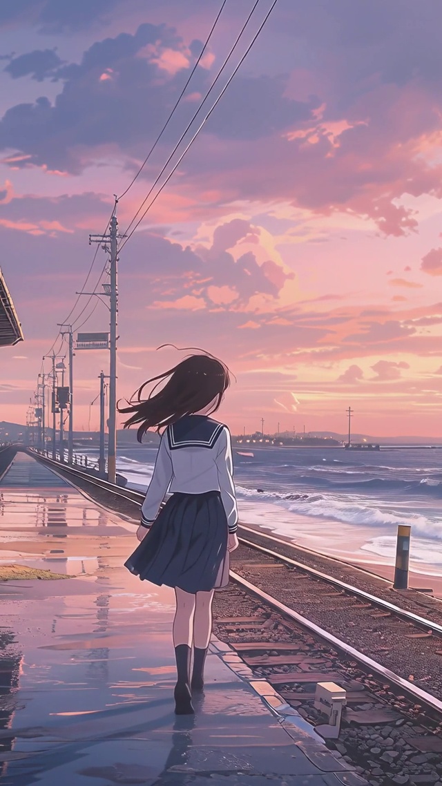 海边车站女孩