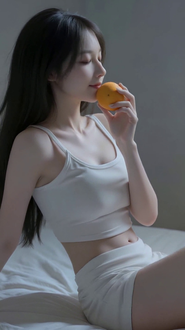 纯欲甜橙白衣女孩