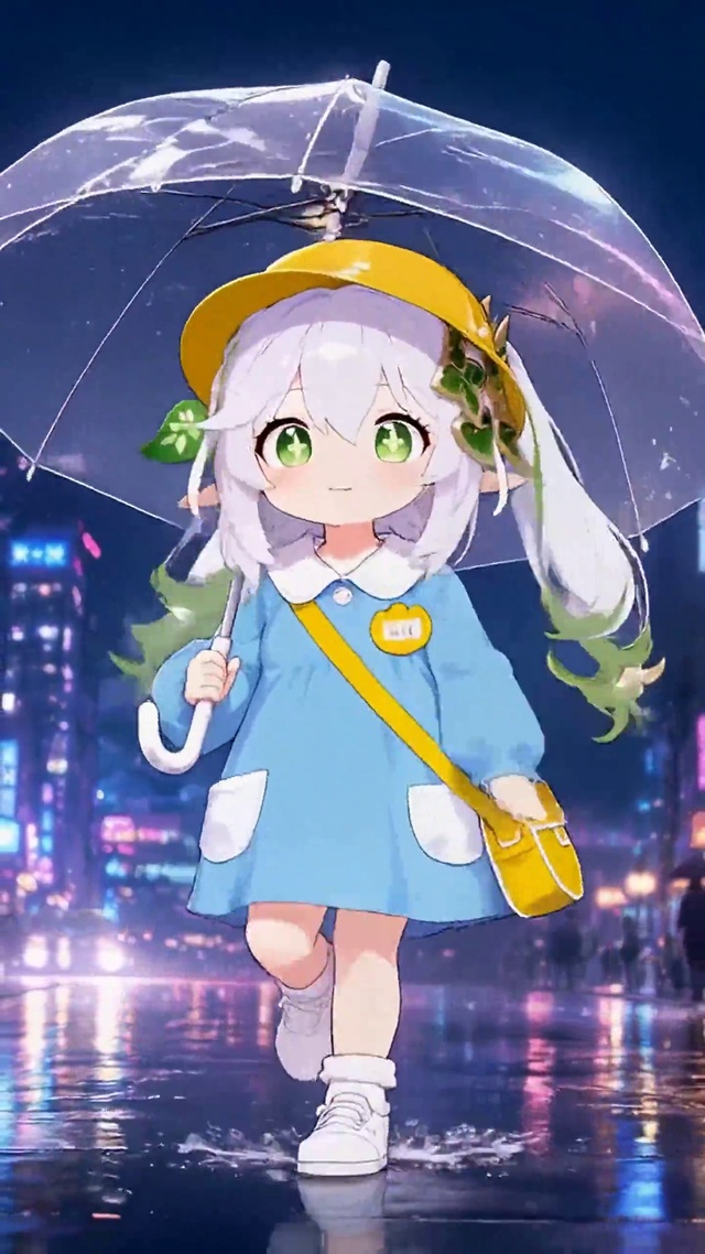 赛博雨夜都市可爱萝莉少女
