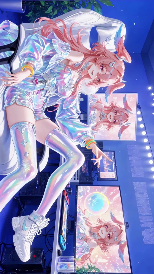 电竞房里的粉发少女莉奈娅