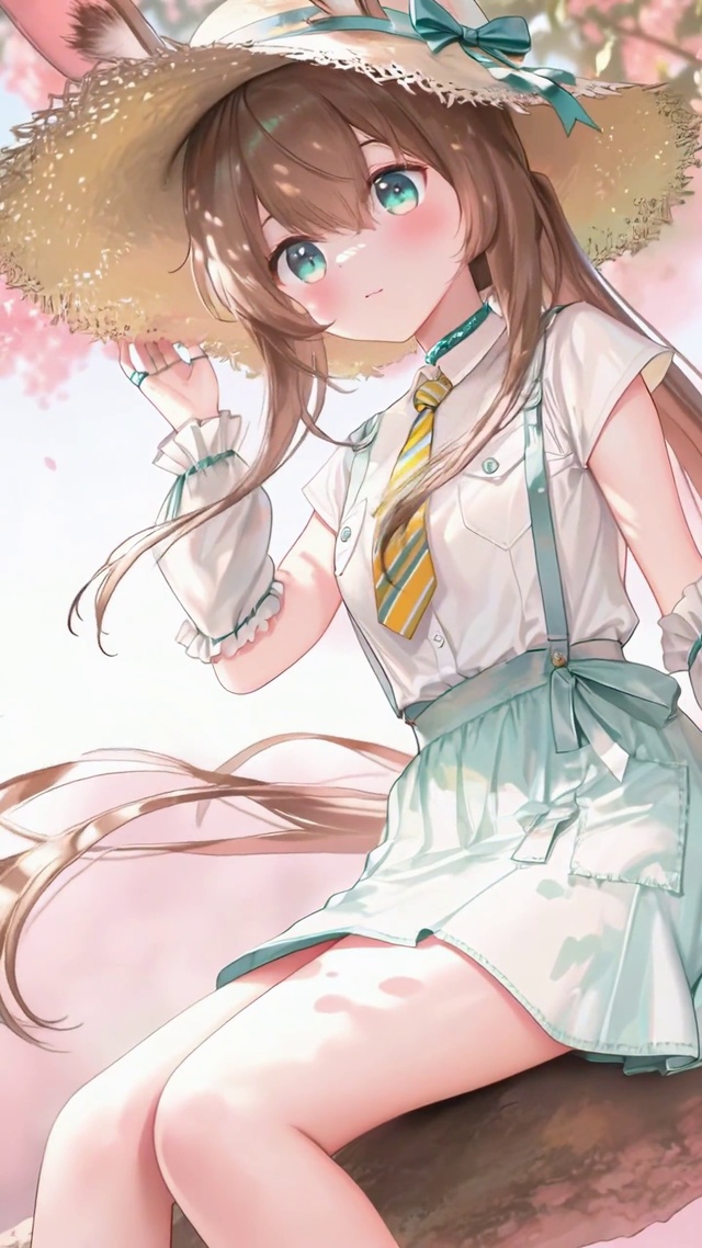 樱枝上的兔耳少女