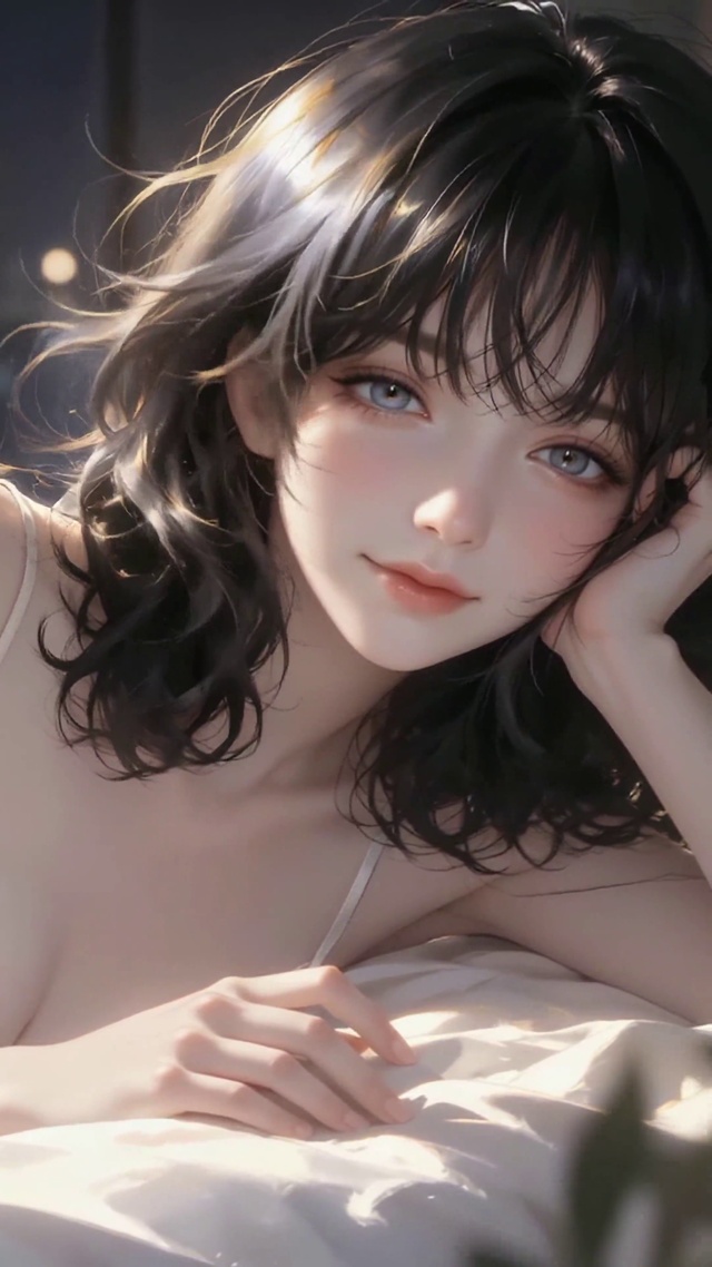 居家白裙慵懒少女