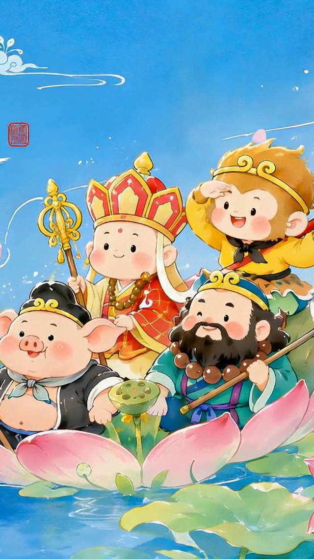 平安顺遂萌版西游荷塘美景