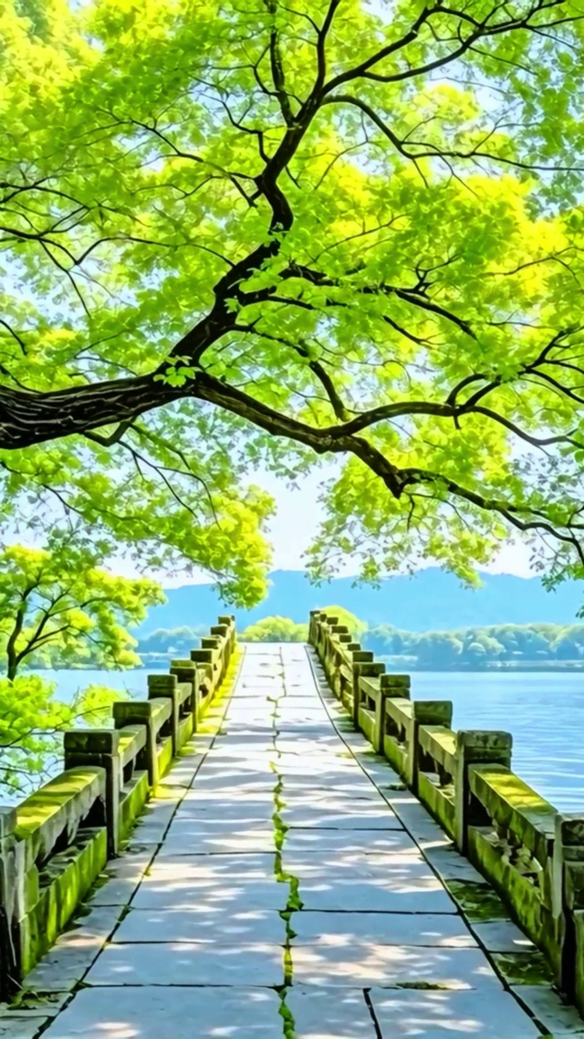 治愈湖光树影4K