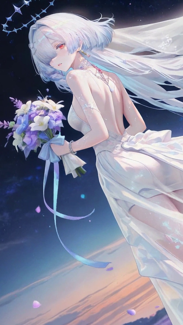 星空花海婚纱美少女莫宁