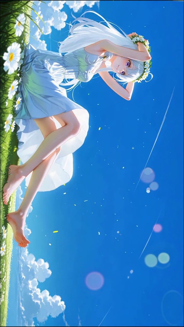 蓝天白云长腿女孩