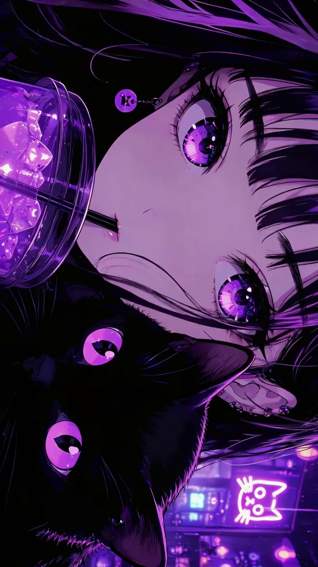 紫眸少女与黑猫
