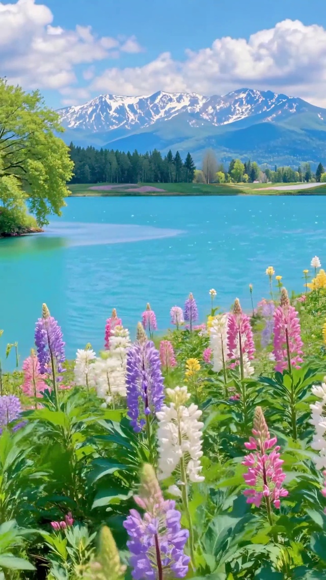 湖岸的春日童话