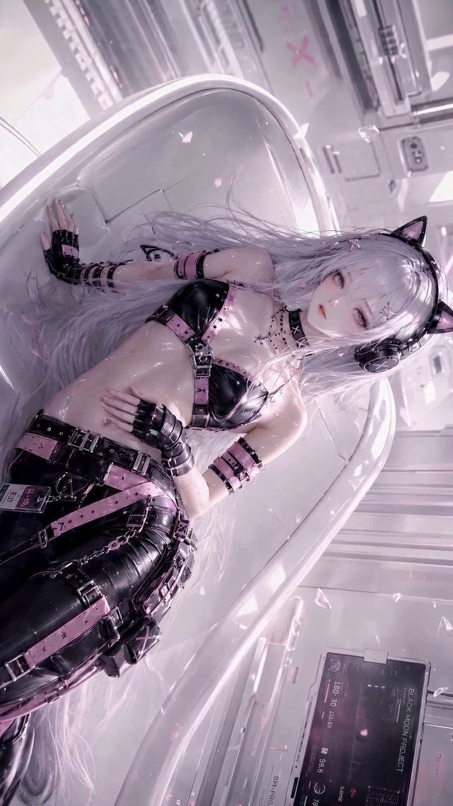 银发猫耳赛博风美少女