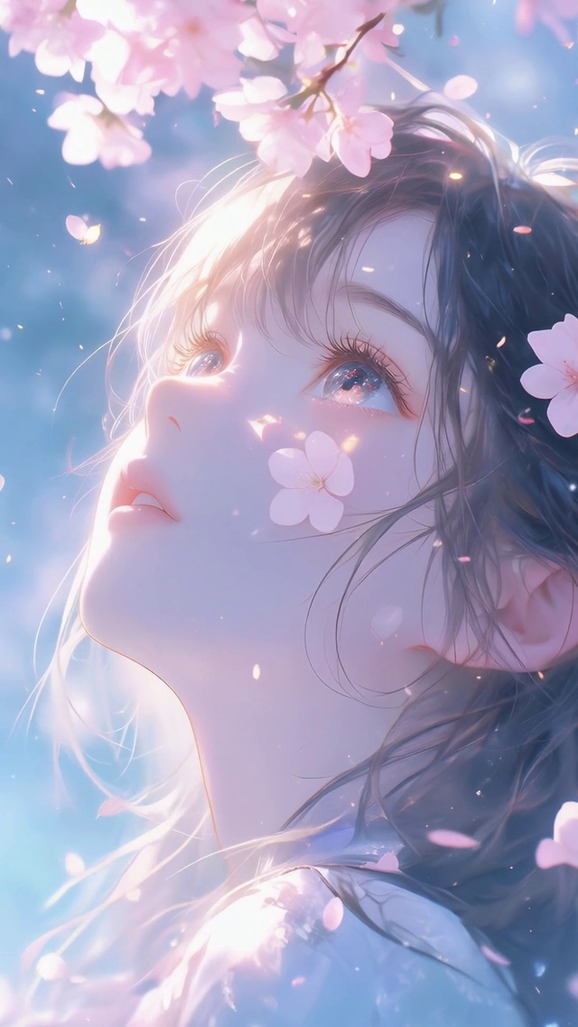 唯美落花美女壁纸