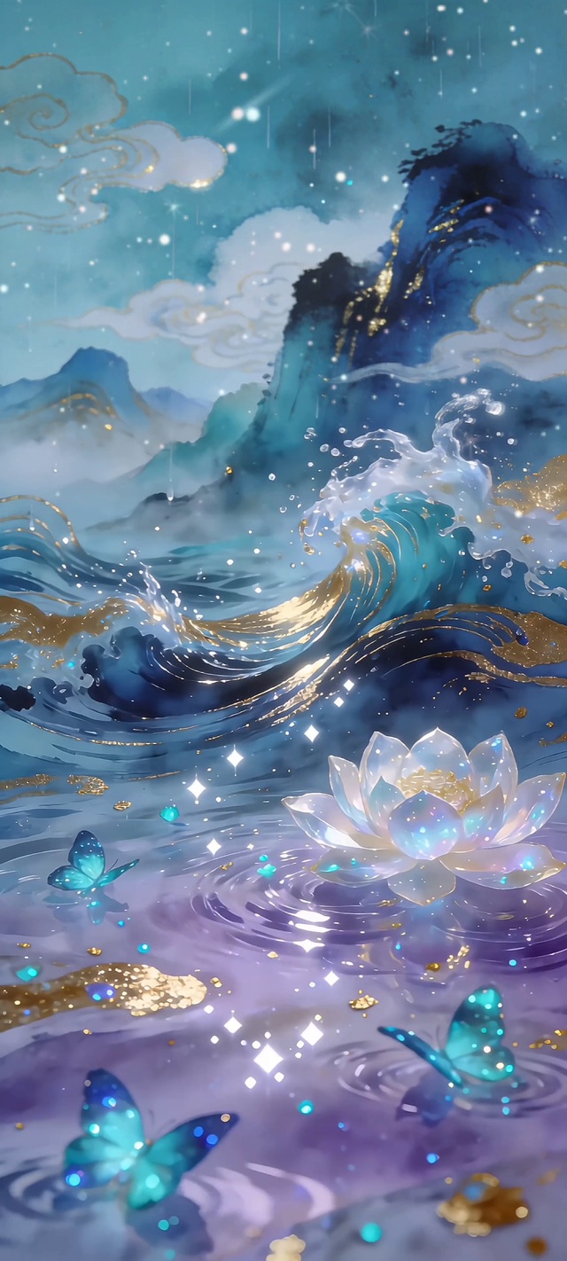 全屏清冷深海国风治愈意境