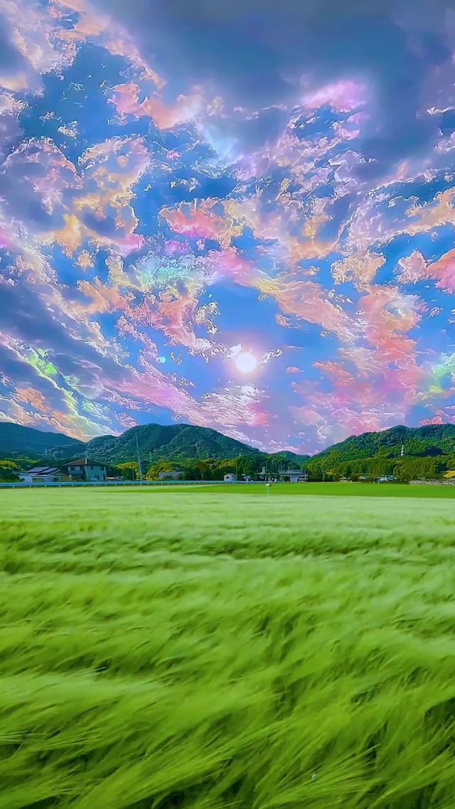 唯美麦浪七彩祥云