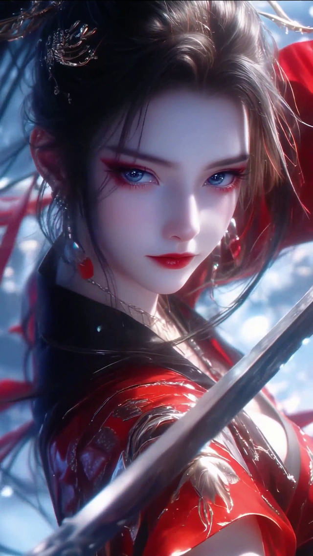 红衣剑客美女