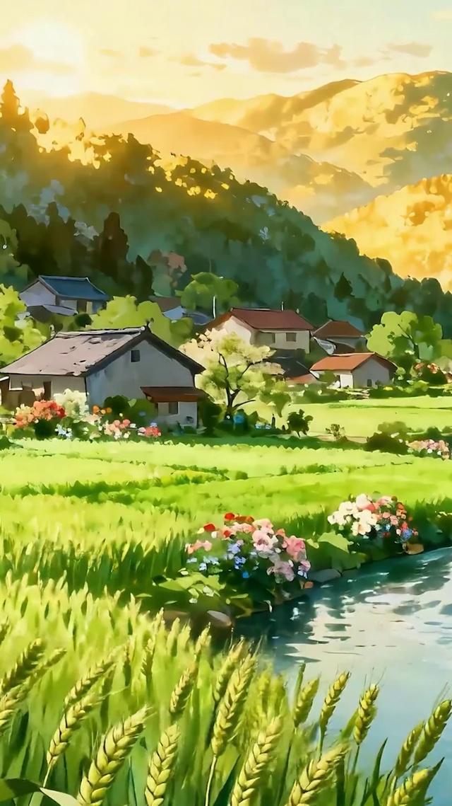 护眼树木河流