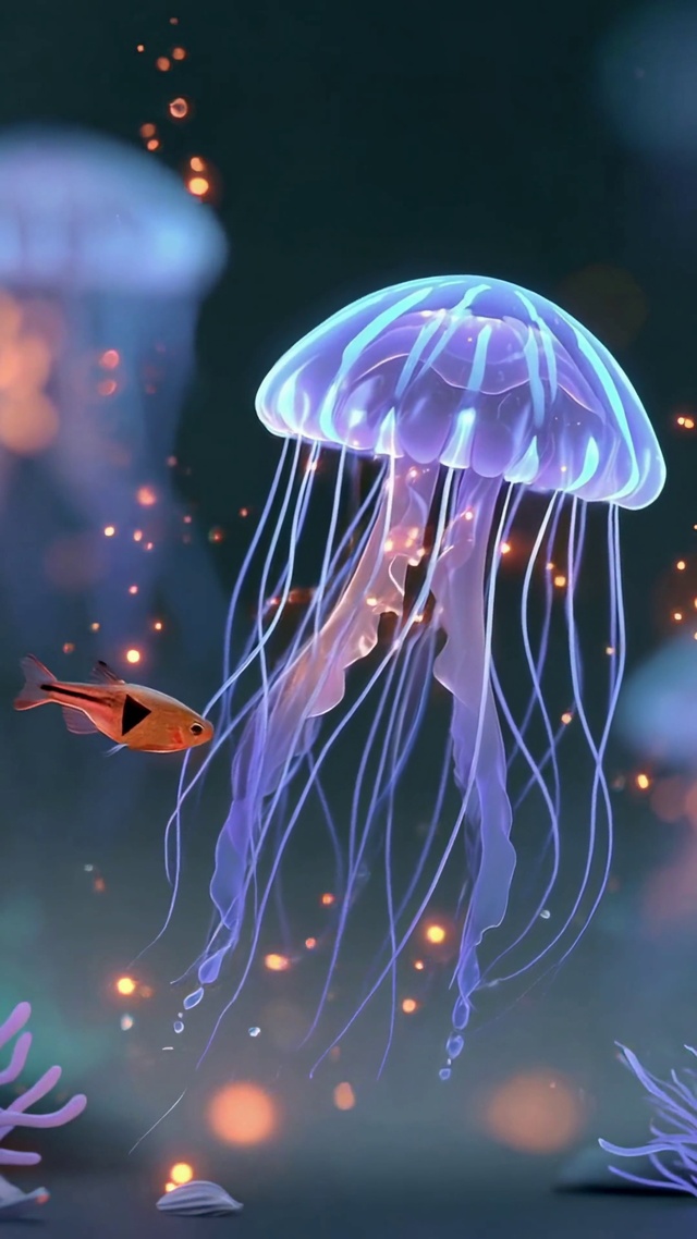 梦幻深海发光水母
