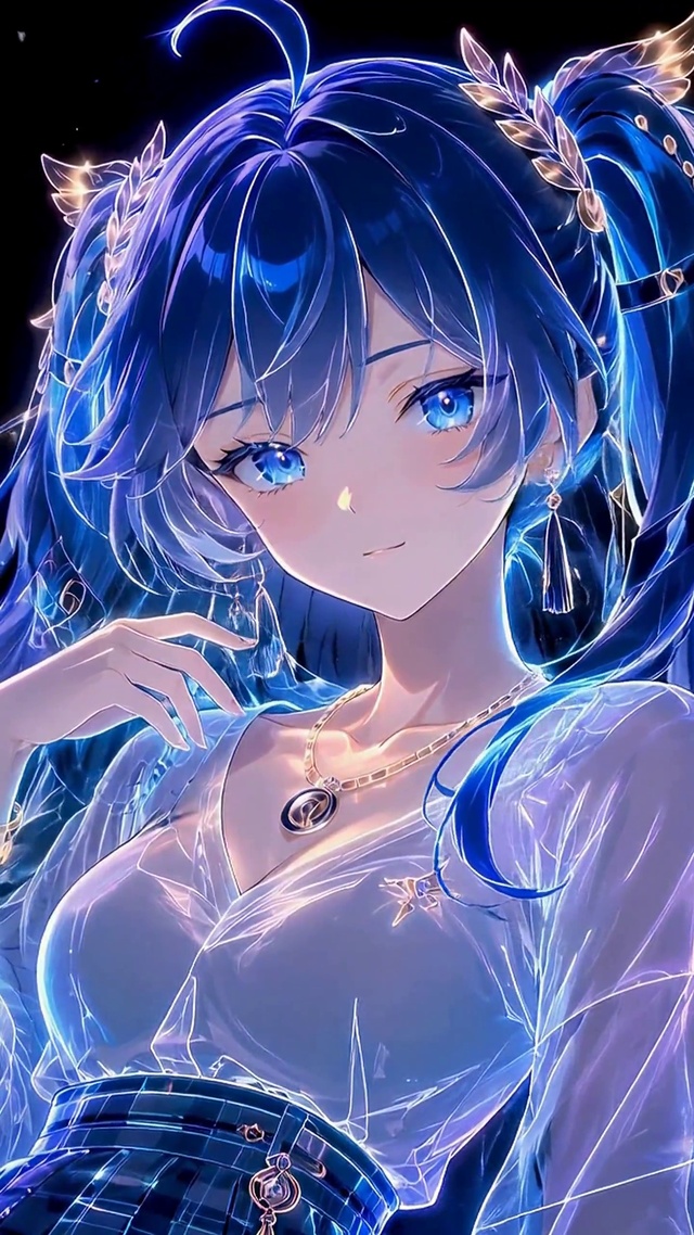 发光蓝发美少女与灵狐尤诺