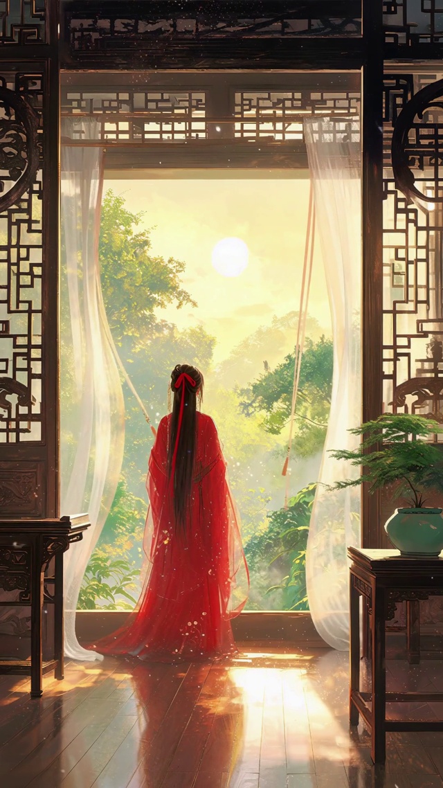 古风红装美女壁纸