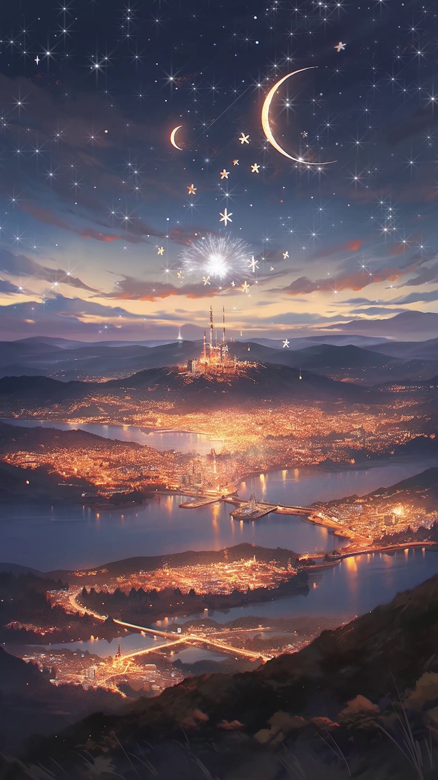 都市绚烂夜景星空