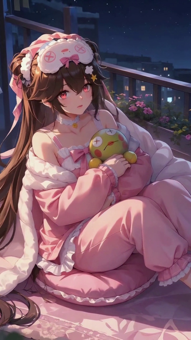 星空下的睡衣少女