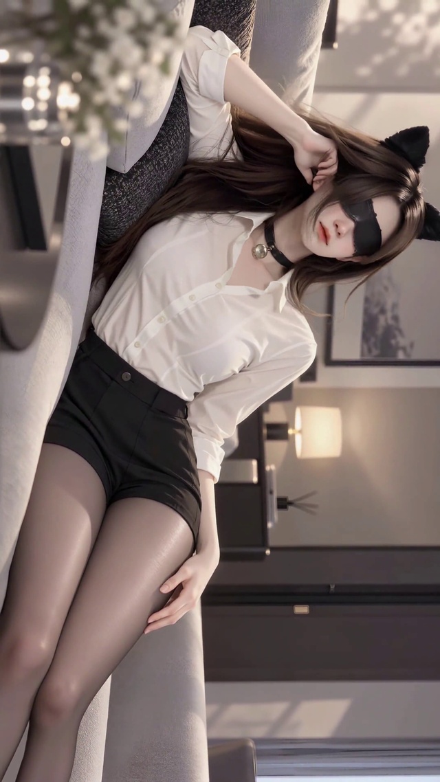 猫耳眼罩黑丝甜御美女