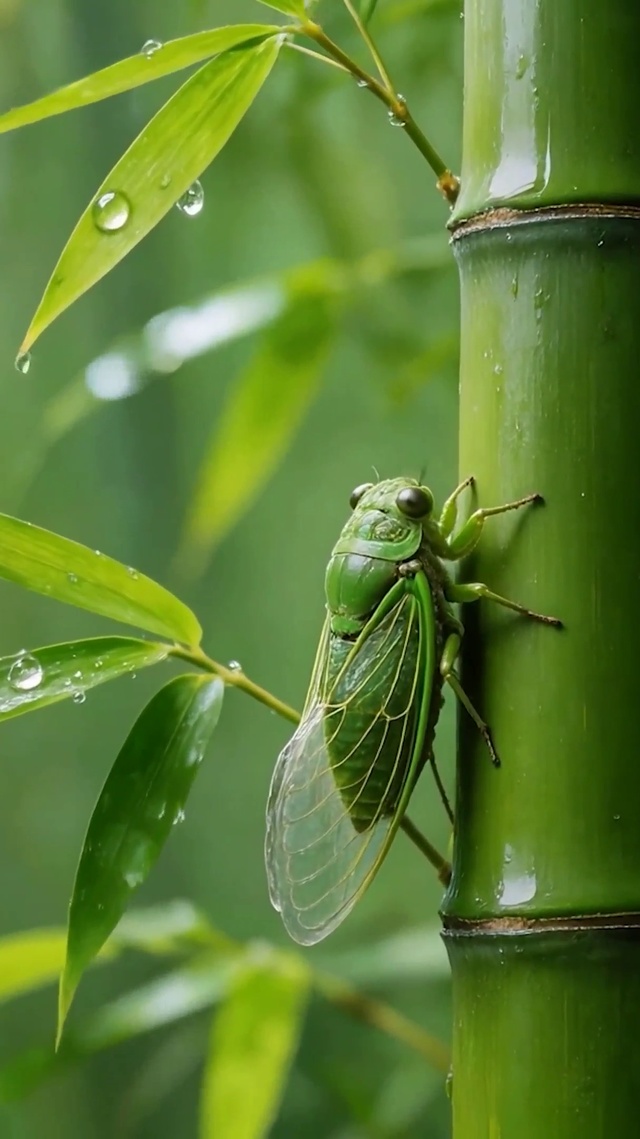 护眼竹林蚱蜢