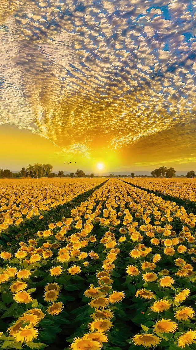 唯美黄昏向日葵花海