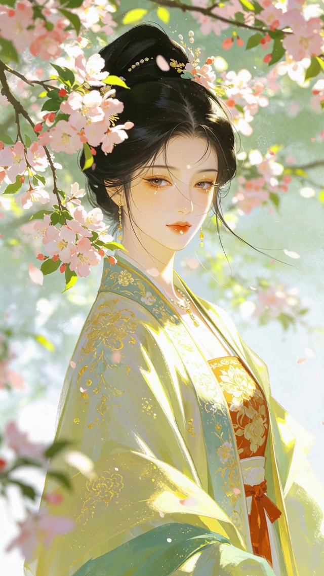 落花古风美女壁纸
