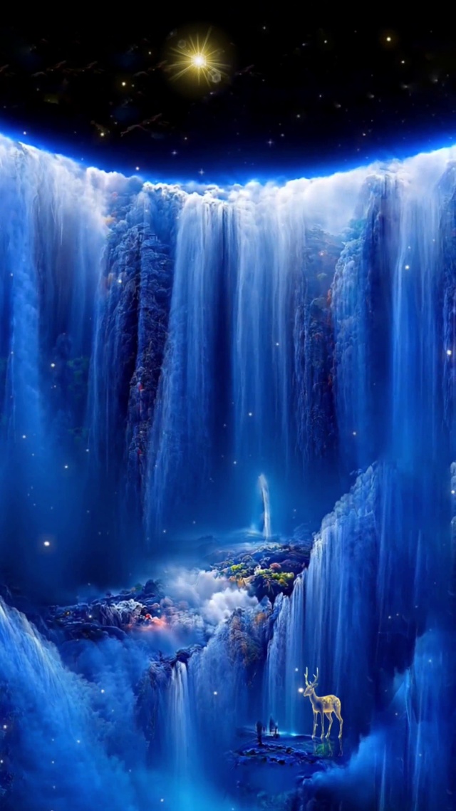 蓝色梦幻境瀑布