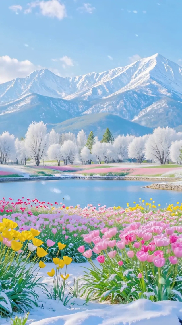 护眼晴空雪山花海