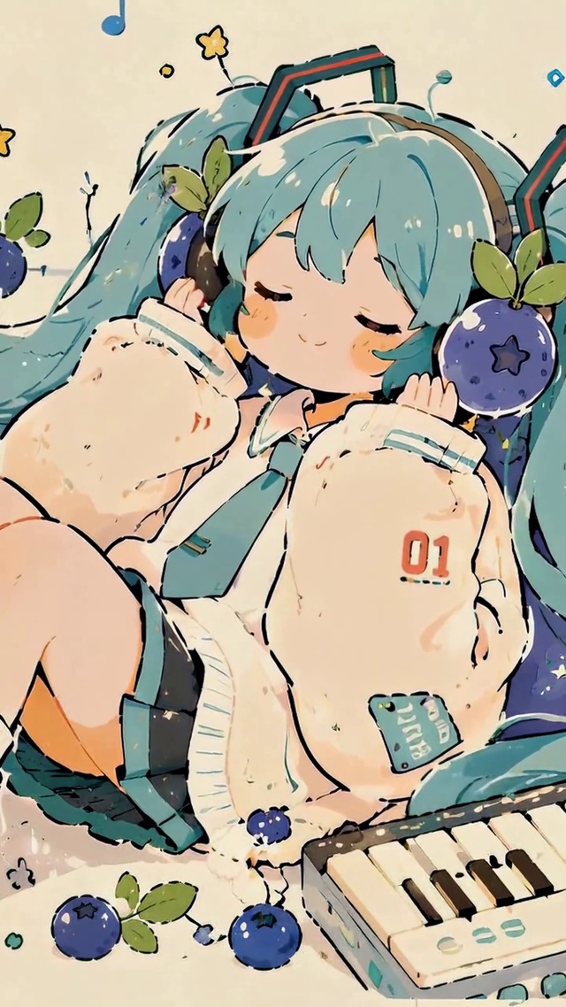 蓝莓初音惬意听歌日常