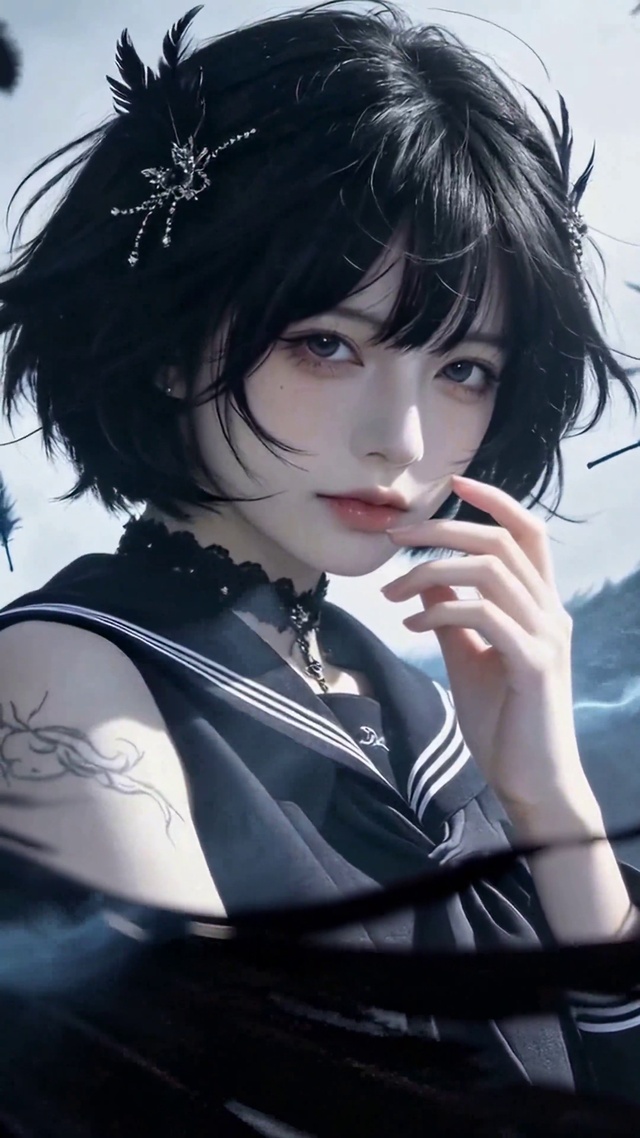 暗黑黑翼蓝焰美少女