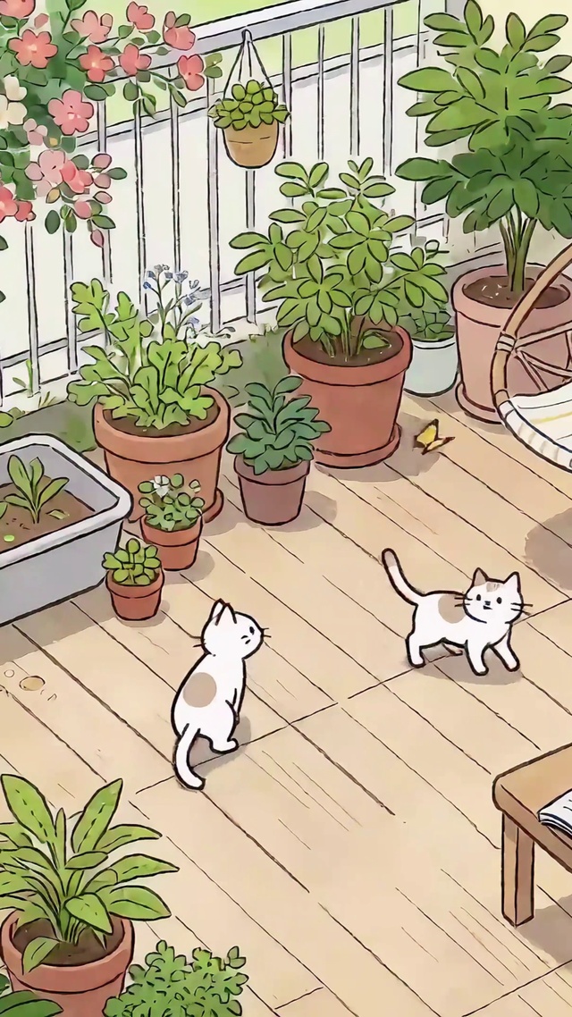 后院玩耍的小猫