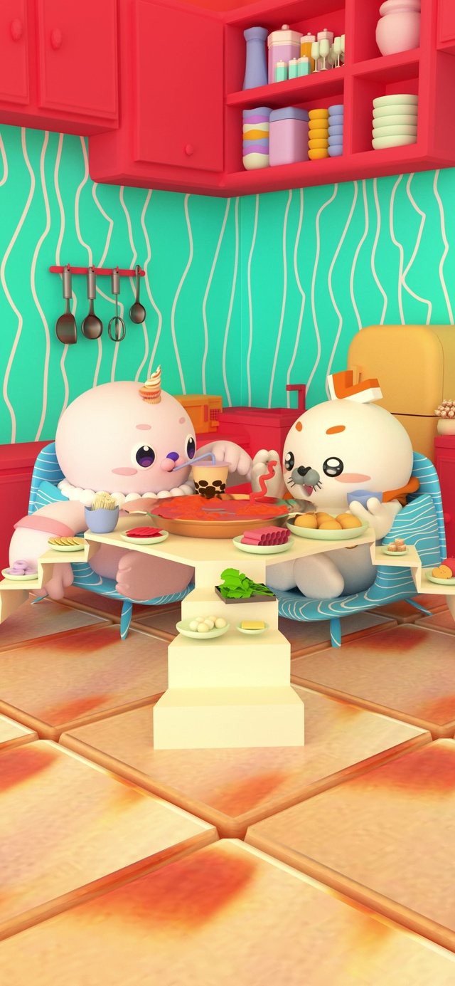 海豹良小宝与粉米花·吃火锅