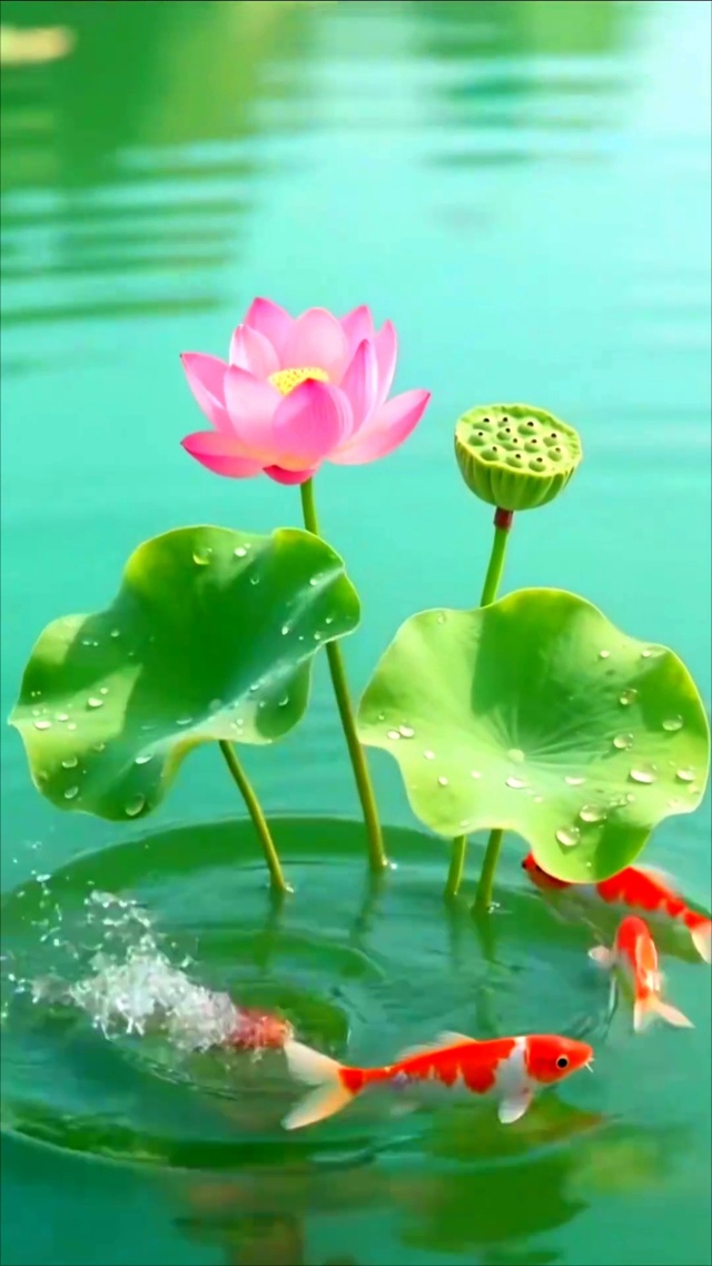 荷塘锦鲤