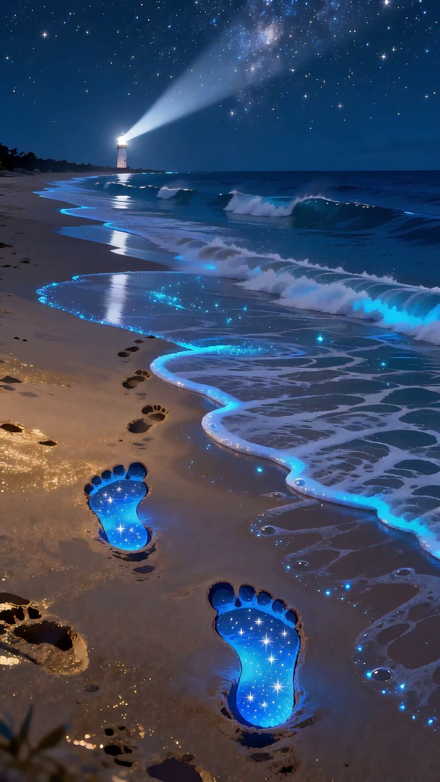 蓝色脚印
