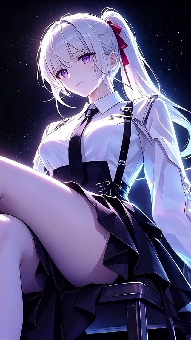 校服高马尾白发御姐