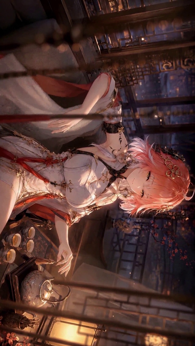 红发旗袍古风二次元美少女