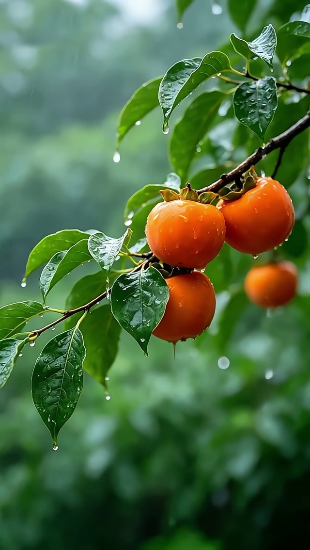 雨中柿子