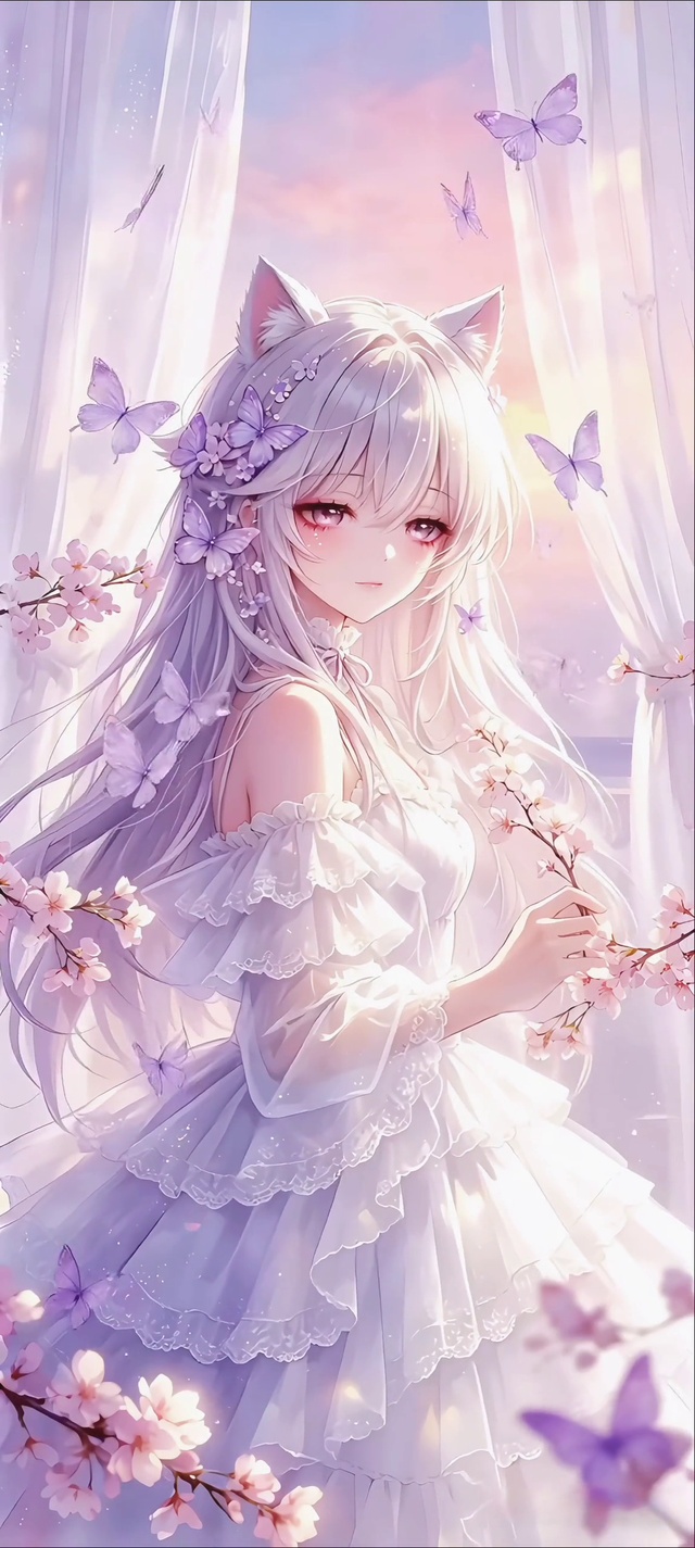 二次元紫色星月蝴蝶少女