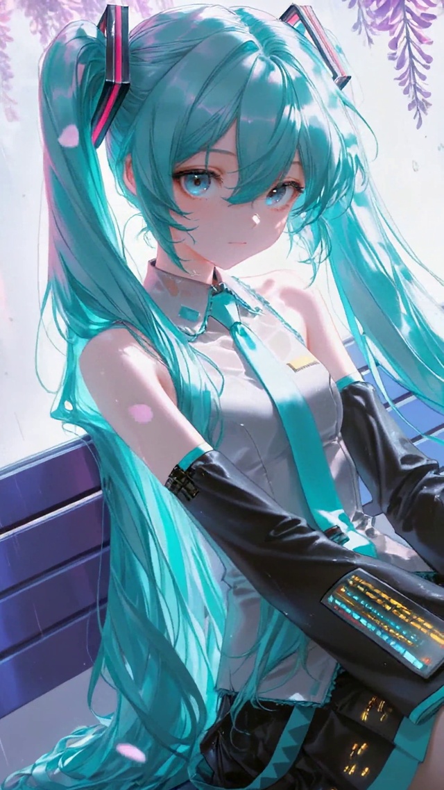紫藤雨下的初音未来