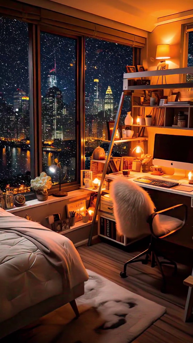 窗外的城市夜景