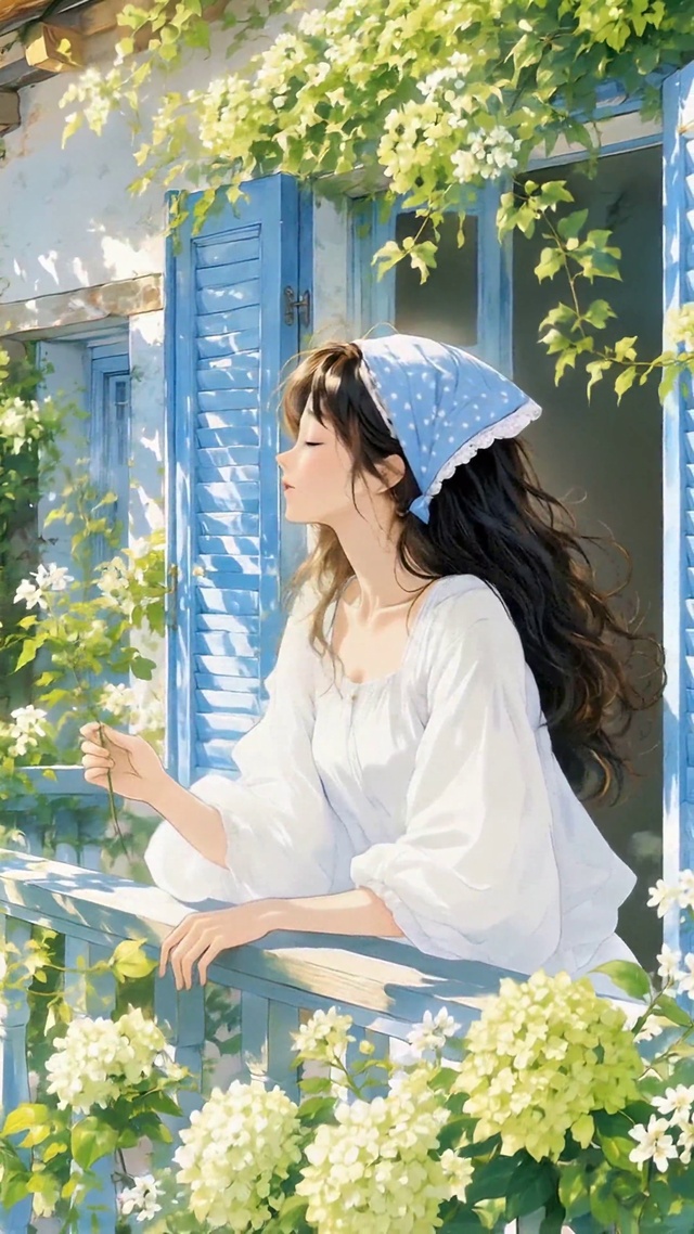 治愈临海阳台美少女