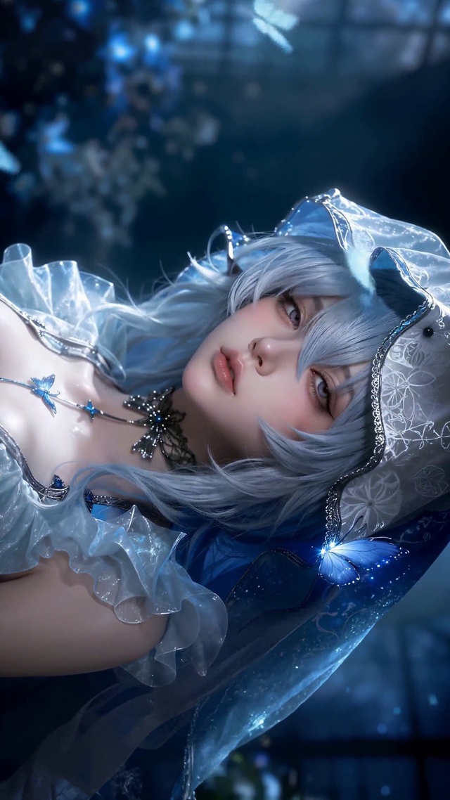 幽蓝银发梦幻二次元美少女