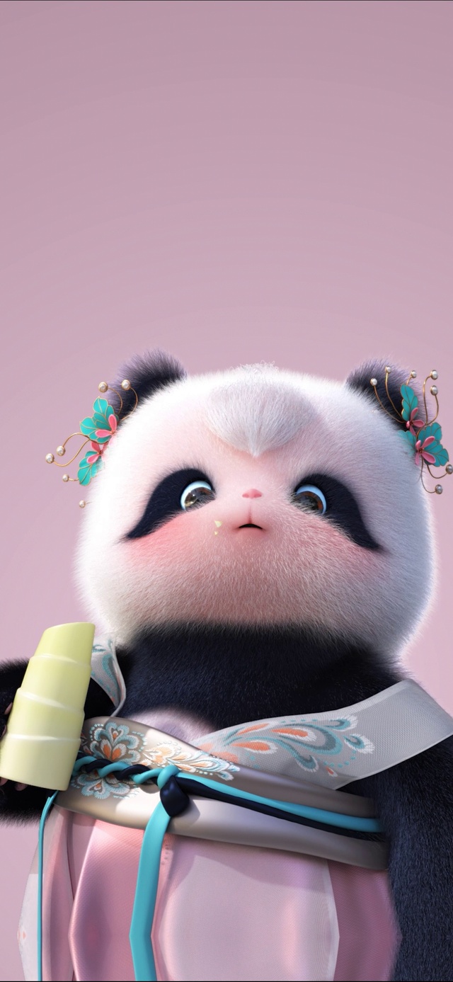 偷看手机啃竹笋粉色