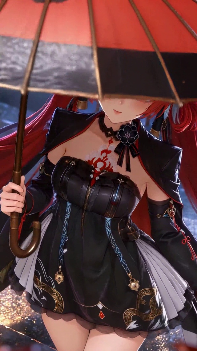 雨夜红伞红发少女锁暝