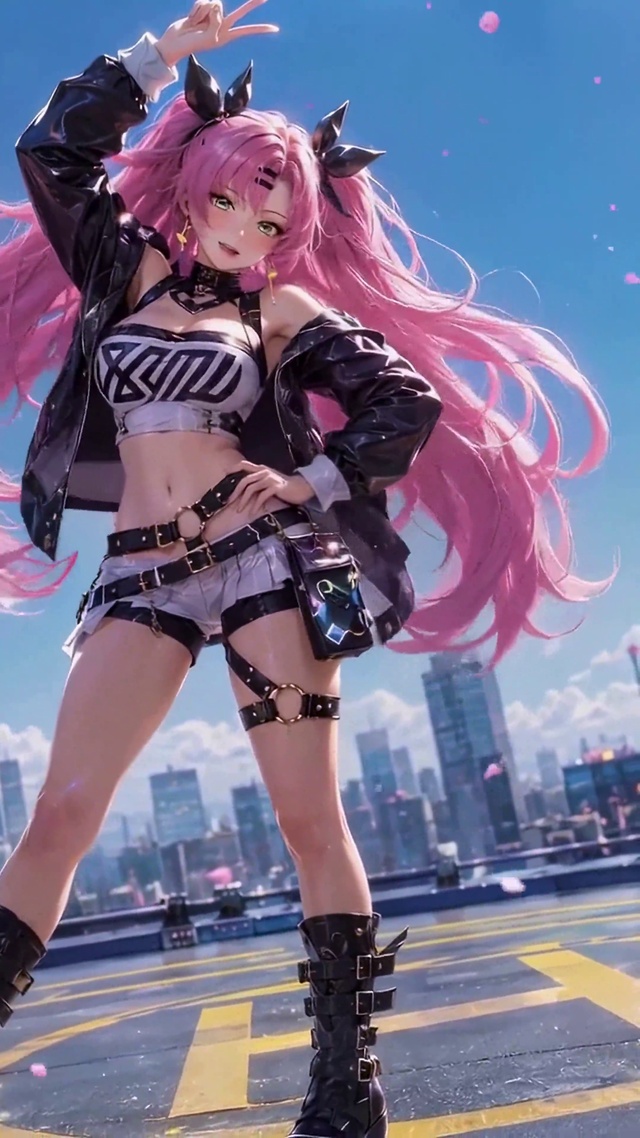 粉发空港少女